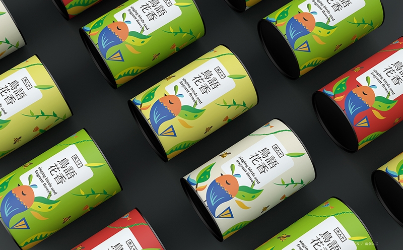 花茶包裝設(shè)計,采用插畫的風(fēng)格為產(chǎn)品設(shè)計系列包裝