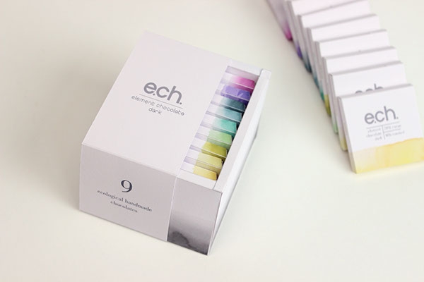 彩色之光， 生態手工巧克力食品包裝設計工程。