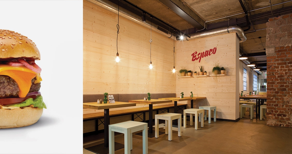Espaco漢堡、薯條和飲料西餐店品牌包裝設計