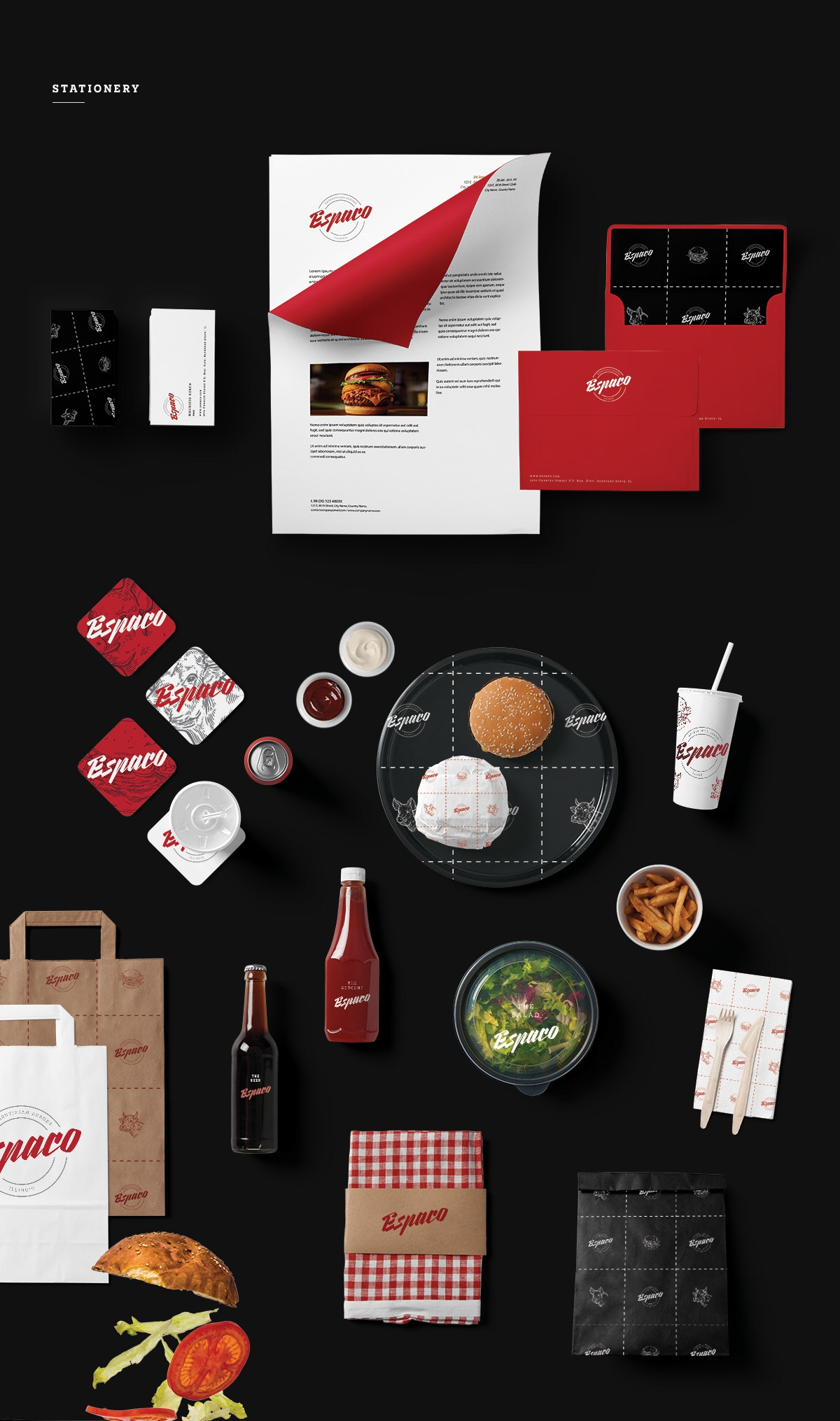 Espaco漢堡、薯條和飲料西餐店品牌包裝設計